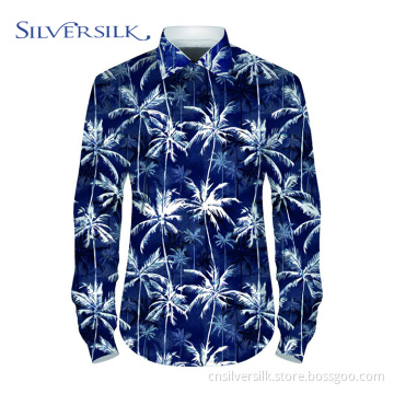 Hawaiian style palm tree print printing shirts